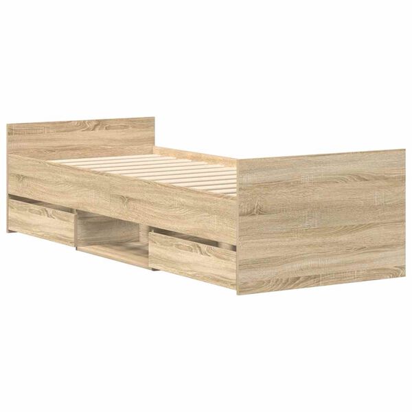 vidaXL Rám postele s hlavovým a nožním čelem dub sonoma 100 x 200 cm