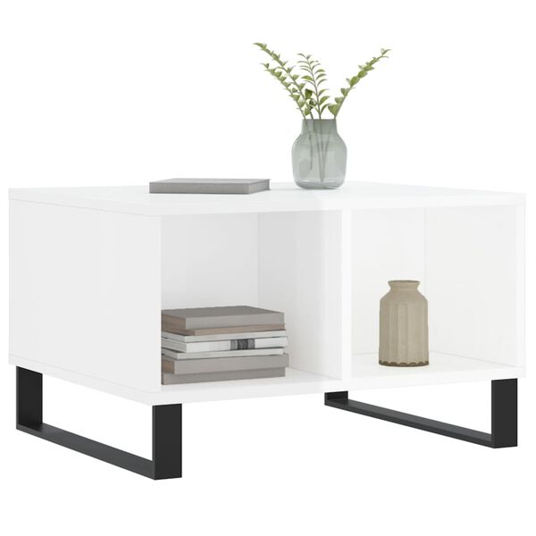 vidaXL Konferenčn&iacute; stolek b&iacute;l&yacute; s leskem 60x50x36,5 cm kompozitn&iacute; dřevo