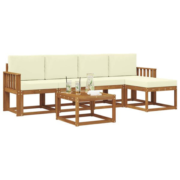 vidaXL Venkovn&iacute; pohovkov&aacute; souprava 6 pcs Přirozen&aacute; a Kr&eacute;mov&aacute;