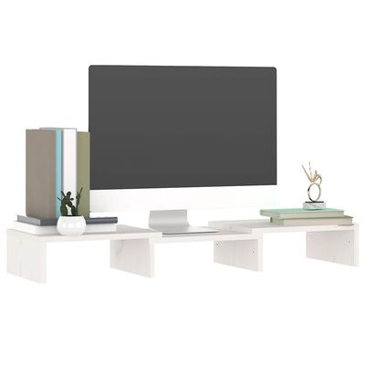 vidaXL Stojan na monitor bílý 60 x 24 x 10,5 cm masivní borové dřevo