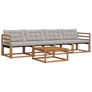 vidaXL Venkovn&iacute; pohovkov&aacute; souprava 5 pcs Př&iacute;rodn&iacute; a světle &scaron;ed&aacute;