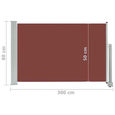 vidaXL Zatahovací boční markýza / zástěna na terasu 60 x 300 cm hnědá