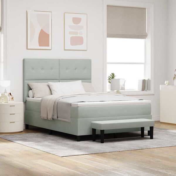 vidaXL Postel s boxspringem s matrac&iacute; Světle &scaron;ed&aacute; 140 x 190 cm samet