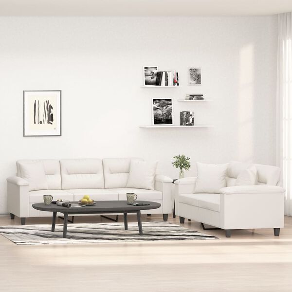 vidaXL 2dílná sedací souprava s polštáři béžová tkanina z mikrovlákna