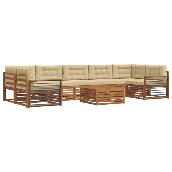 vidaXL Venkovn&iacute; pohovkov&aacute; souprava 8 pcs Přirozen&aacute; a B&eacute;žov&aacute;