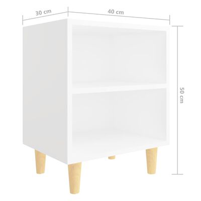 vidaXL Noční stolky s dřevěnými nohami 2 ks bílé 40 x 30 x 50 cm