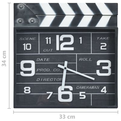 vidaXL Kinematografické nástěnné hodiny černé 33 x 5 x 34 cm kov a MDF