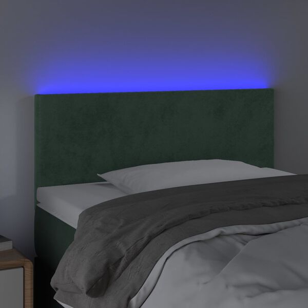 vidaXL Čelo postele s LED tmavě zelen&eacute; 80 x 5 x 78/88 cm samet