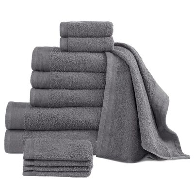 vidaXL 12dílná sada ručníků a osušek bavlna 450 g/m² antracitová