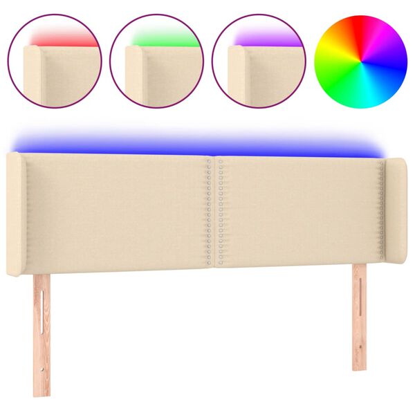 vidaXL Čelo postele s LED kr&eacute;mov&eacute; 147 x 16 x 78/88 cm textil