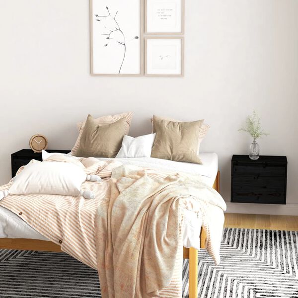 vidaXL Nástěnné skříňky 2 ks černé 45x30x35 cm masivní borové dřevo