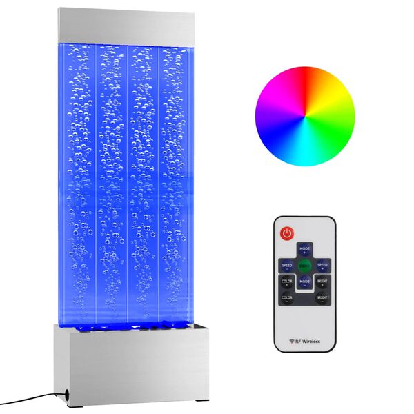 vidaXL Bublinkov&yacute; panel s RGB LED nerezov&aacute; ocel a akryl 110 cm
