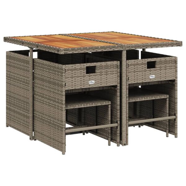 vidaXL 9d&iacute;ln&yacute; zahradn&iacute; j&iacute;deln&iacute; set s podu&scaron;kami &scaron;ed&yacute; polyratan