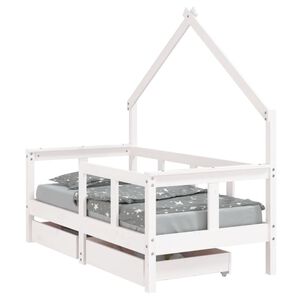 vidaXL Dětsk&aacute; postel se z&aacute;suvkami b&iacute;l&aacute; 70x140 cm masivn&iacute; borov&eacute; dřevo
