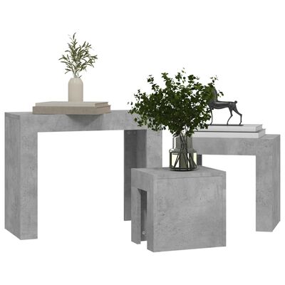 vidaXL Hnízdové konferenční stolky 3 ks betonově šedé dřevotříska
