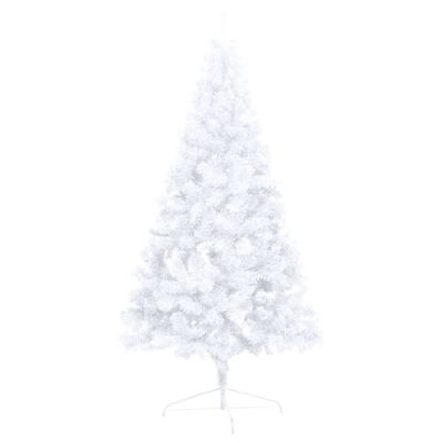 vidaXL Umělý vánoční půl stromek s LED a sadou koulí bílý 210 cm