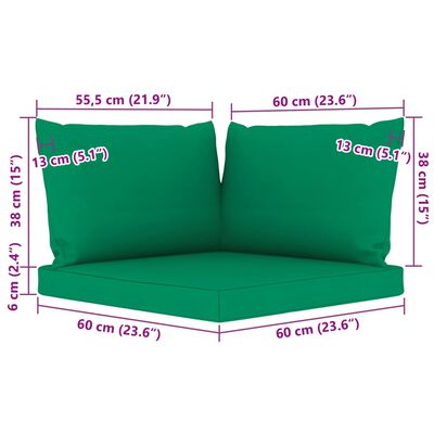 vidaXL 10dílná zahradní sedací souprava se zelenými poduškami