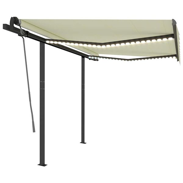 vidaXL Automatick&aacute; mark&yacute;za LED a senzor větru 3 x 2,5 m kr&eacute;mov&aacute;