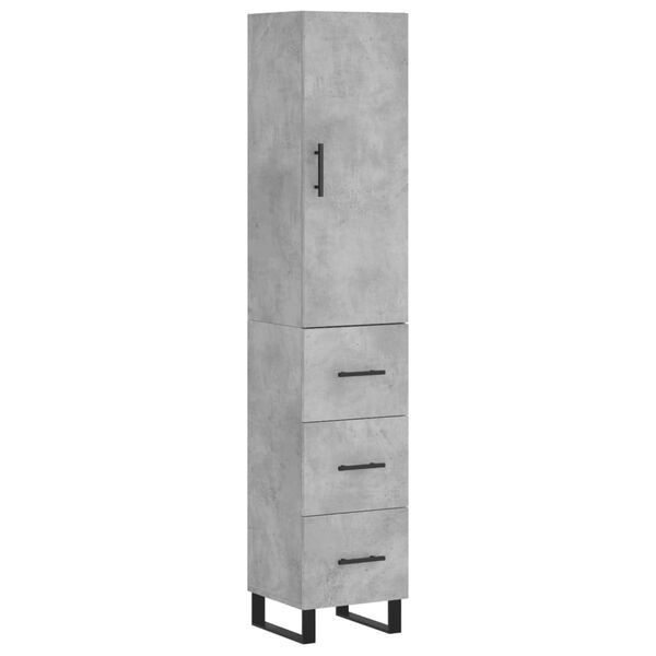 vidaXL Skř&iacute;ň highboard betonově &scaron;ed&aacute; 34,5x34x180 cm kompozitn&iacute; dřevo