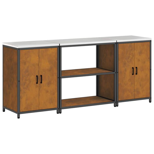 vidaXL Kuchyňsk&aacute; skladovac&iacute; sada 3 pcs Rezav&aacute; Povětrnostně odoln&aacute; ocel