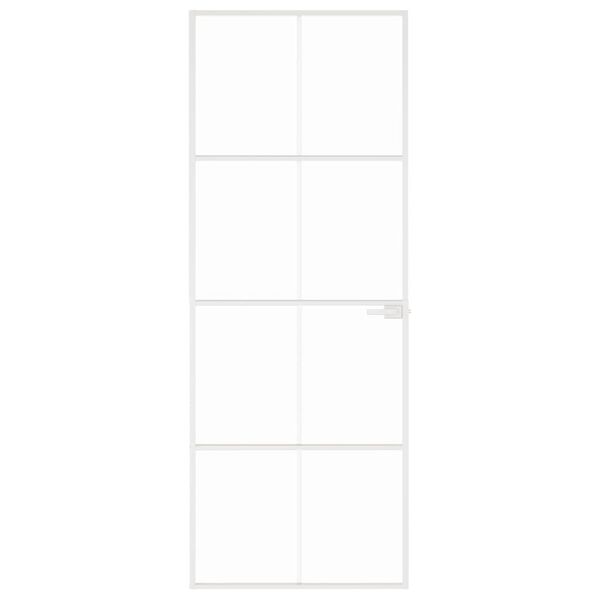 vidaXL Interi&eacute;rov&eacute; dveře b&iacute;l&eacute; 76x201,5 cm tvrzen&eacute; sklo a hlin&iacute;k &uacute;zk&eacute;