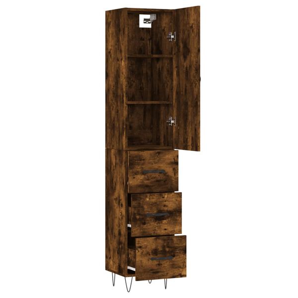 vidaXL Skř&iacute;ň highboard kouřov&yacute; dub 34,5 x 34 x 180 cm kompozitn&iacute; dřevo