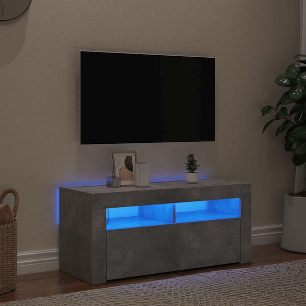 vidaXL TV skř&iacute;ňka s LED osvětlen&iacute;m betonově &scaron;ed&aacute; 90 x 35 x 40 cm