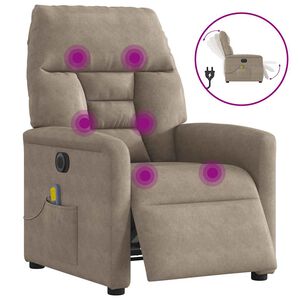 vidaXL Elektrick&eacute; mas&aacute;žn&iacute; polohovac&iacute; křeslo taupe l&aacute;tka z mikrovl&aacute;kna