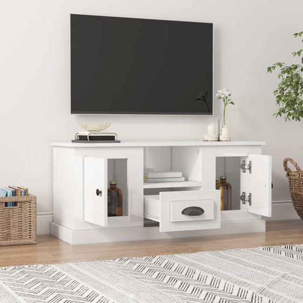vidaXL TV skříňka bílá vysoký lesk 100 x 35,5 x 45 cm kompozitní dřevo