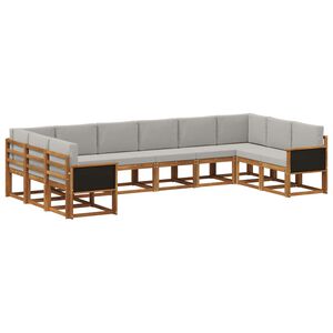 vidaXL Venkovn&iacute; pohovkov&aacute; souprava 10 pcs Př&iacute;rodn&iacute; a světle &scaron;ed&aacute;