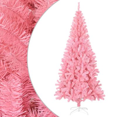 vidaXL Umělý vánoční stromek se stojanem růžový 240 cm PVC