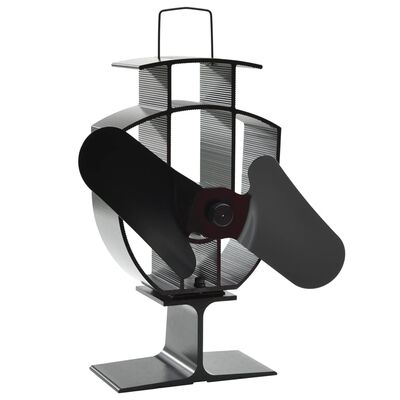 vidaXL Teplem poháněný ventilátor na kamna 2 lopatky černý