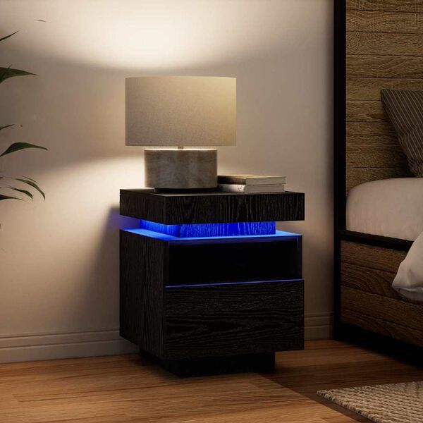 vidaXL Nočn&iacute; skř&iacute;ňka Čern&yacute; dub 40 x 39 x 48,5 cm Kompozitn&iacute; dřevo