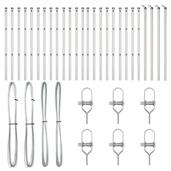 vidaXL Plotový sloupek. Jiný 26 pcs Šedá 3,2 x 3,2 x 120 cm Ocel