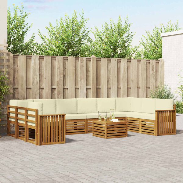 vidaXL Rohov&aacute; sofa sada s pol&scaron;t&aacute;řem 11 pcs Přirozen&aacute; a Kr&eacute;mov&aacute;