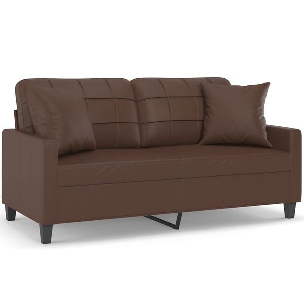 vidaXL 2m&iacute;stn&aacute; pohovka s pol&scaron;t&aacute;ři a podu&scaron;kami hněd&aacute; 140 cm uměl&aacute; kůže