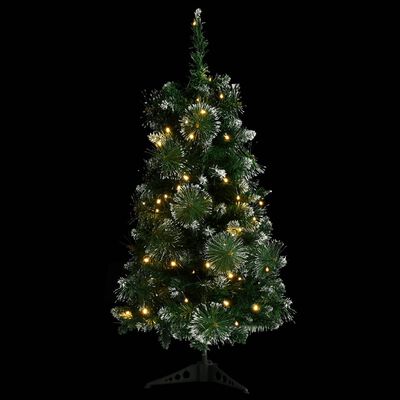 vidaXL Vánoční stromek s LED osvětlením a stojanem zelený 90 cm PVC