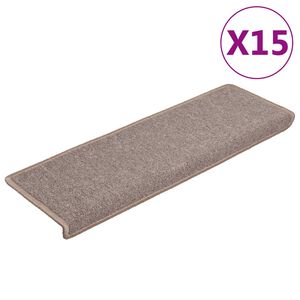 vidaXL Schodov&eacute; rohože 15 ks 65 x 21 x 4 cm světle hněd&eacute; s obd&eacute;ln&iacute;kov&yacute;m okrajem