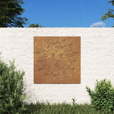 vidaXL Zahradní nástěnná dekorace 55 x 55 cm cortenová ocel Slunce