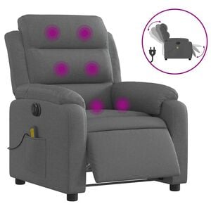 vidaXL Elektrick&eacute; mas&aacute;žn&iacute; polohovac&iacute; křeslo tmavě &scaron;ed&eacute; textil