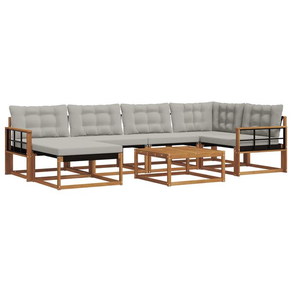 vidaXL Venkovn&iacute; pohovkov&aacute; souprava 7 pcs Př&iacute;rodn&iacute; a světle &scaron;ed&aacute;