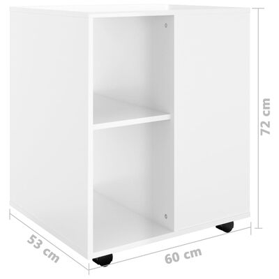 vidaXL Skříňka na kolečkách bílá vysoký lesk 60x53x72 cm dřevotříska