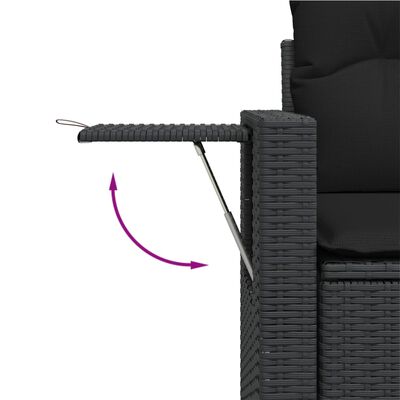 vidaXL 4dílná zahradní sedací souprava s poduškami černá polyratan
