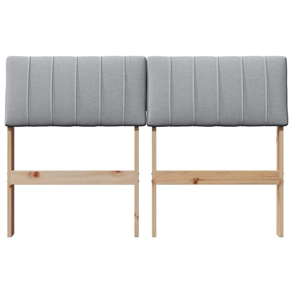 vidaXL Čalouněn&eacute; čelo postele Světle &scaron;ed&aacute; 120 cm Masivn&iacute; borov&eacute; dřevo