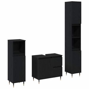 vidaXL Sada koupelnov&eacute;ho n&aacute;bytku 3 ks Čern&yacute; dub 30 x 30 x 190 cm