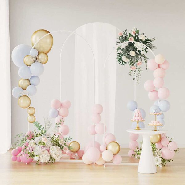 vidaXL Svatebn&iacute; oblouk 3 pcs B&iacute;l&aacute; Ocel