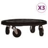 vidaXL Voz&iacute;ky na rostliny na kolečk&aacute;ch 3 ks průměr 40 cm čern&eacute; 275 kg