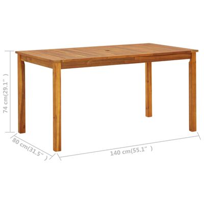 vidaXL Zahradní stůl 140 x 80 x 74 cm masivní akáciové dřevo
