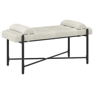 vidaXL Lavice s knofl&iacute;ky a pol&scaron;t&aacute;ři Kr&eacute;mov&aacute; 110 x 40 x 46 cm Samet