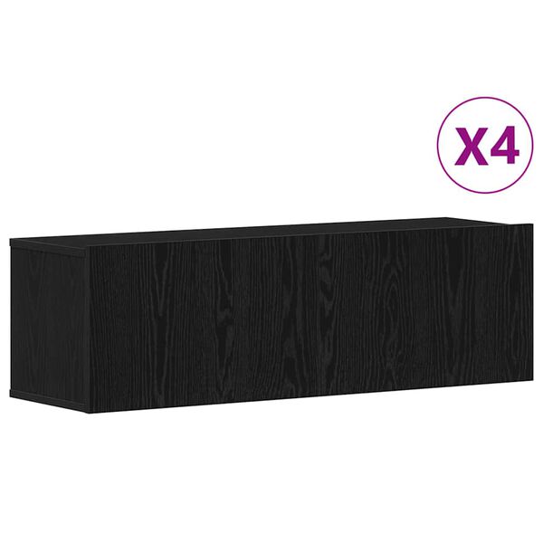 vidaXL Sestava TV skř&iacute;něk N&aacute;stěnn&yacute; 4 pcs Čern&yacute; dub 100 x 30 x 30 cm